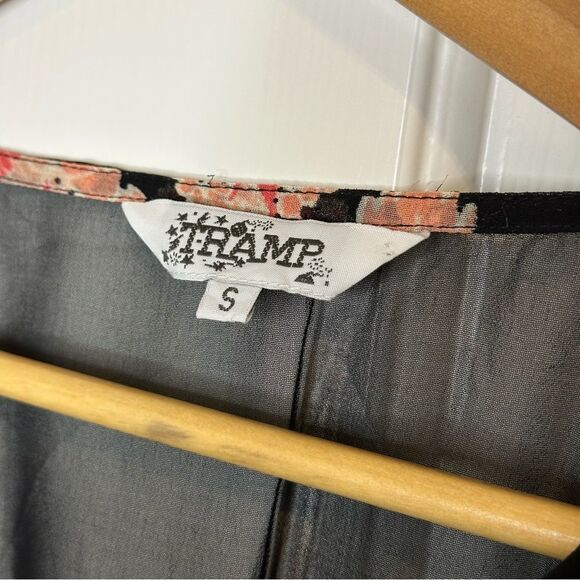 Y2K Tramp Pink Black Floral Paisley Kaftan Swim Coverup Tunic Sz S Coastal Boho - Picture 6 of 8